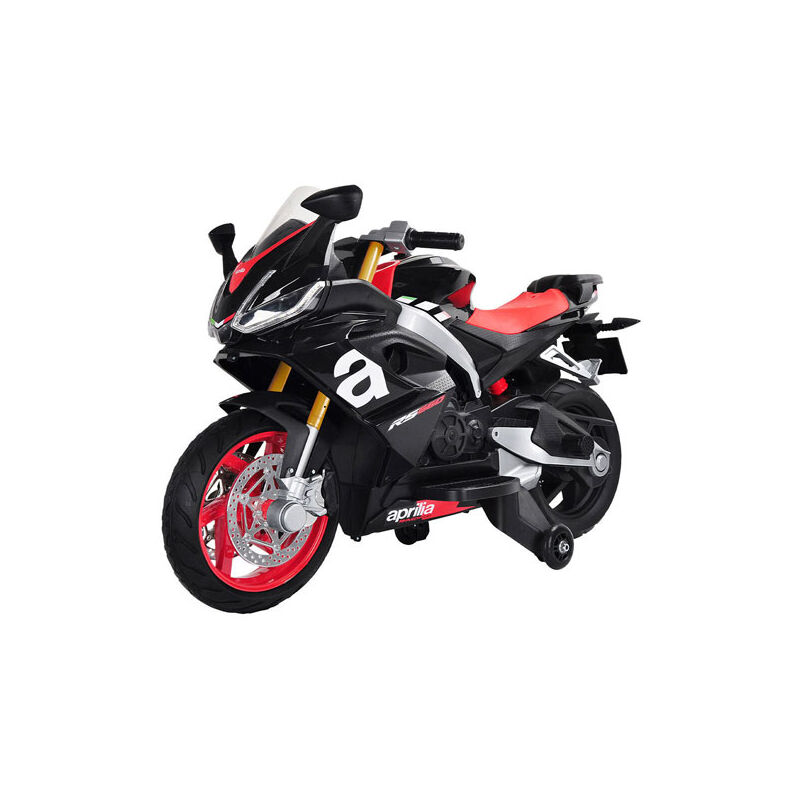 foto del prodotto moto elettrica per bambini aprilia rs666 nera con