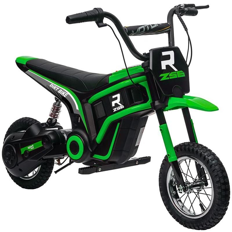 foto del prodotto moto elettrica per bambini con acceleratore manuale. 2 velocit 8 16km h. et 8 12 anni. verde