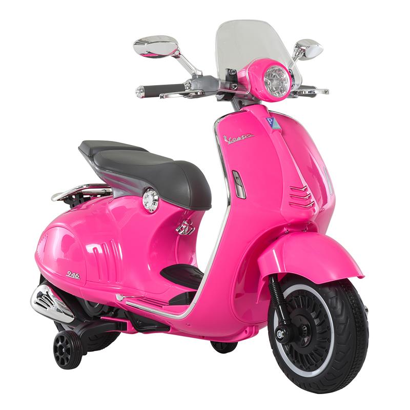 foto del prodotto moto elettrica per bambini con licenza ufficiale vespa, 2 rotelle, luci e suoni, 108x49x75 cm, rosa
