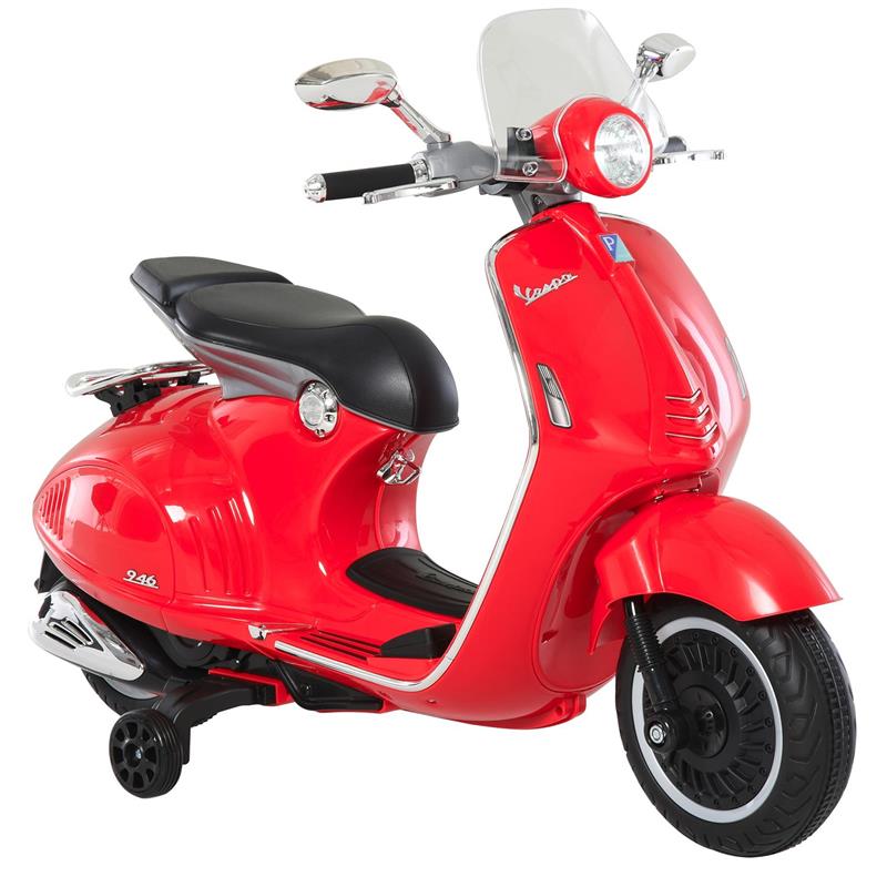 foto del prodotto moto elettrica per bambini con licenza ufficiale vespa, 2 rotelle, luci e suoni, 108x49x75 cm, rossa