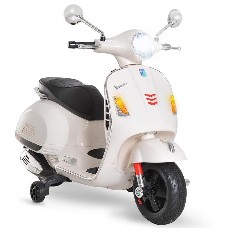 foto del prodotto moto elettrica per bambini design vespa. batteria 6v con suoni e luci. et 3 6 anni. bianco