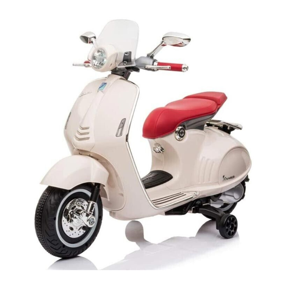 foto del prodotto moto elettrica per bambini piaggio vespa 946 12v con parabrezza bianco