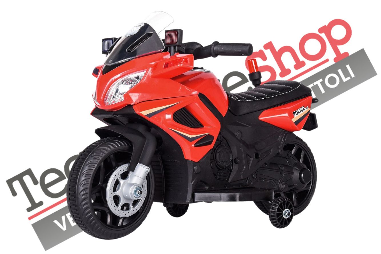 foto del prodotto moto elettrica per bambini tecnobike shop moto police 6v colore rosso