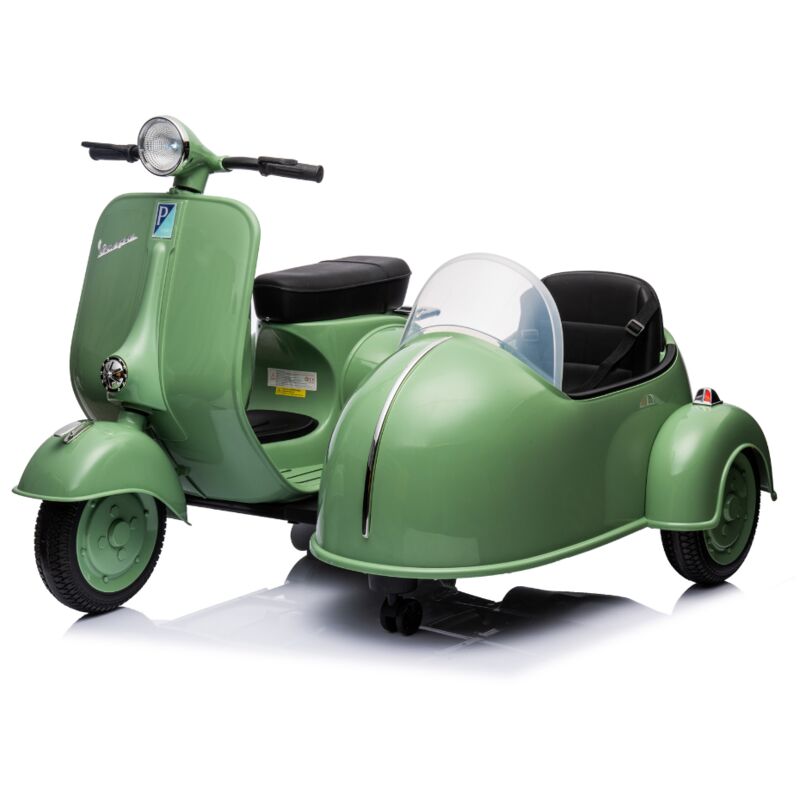 foto del prodotto moto elettrica per bambini vespa sidecar big 12v-verde