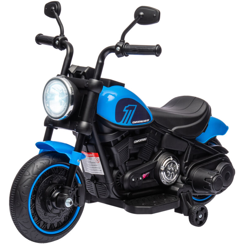 foto del prodotto moto giocattolo per bambini 18 36 mesi in pp e metallo blu e nero homcom