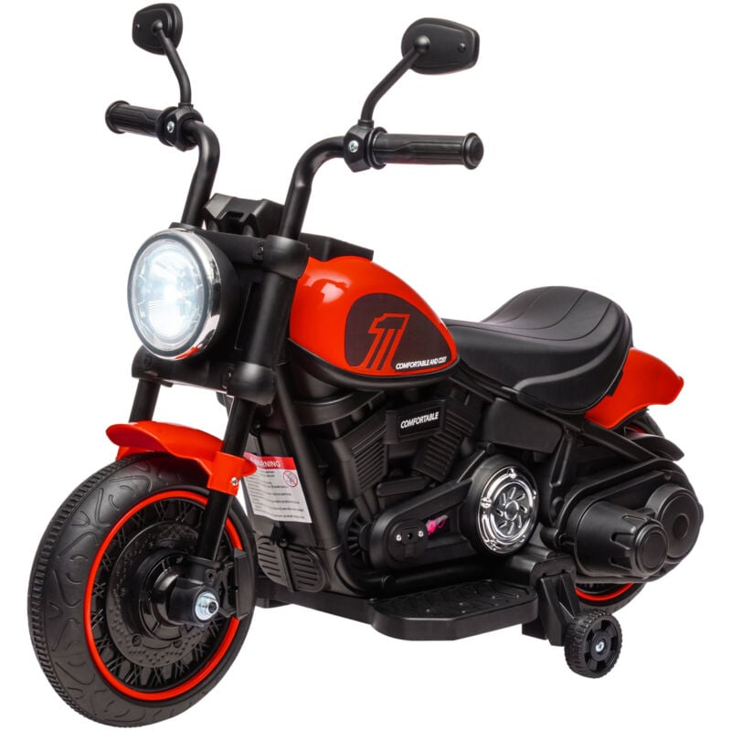 foto del prodotto moto giocattolo per bambini 18 36 mesi in pp e metallo rosso e nero homcom