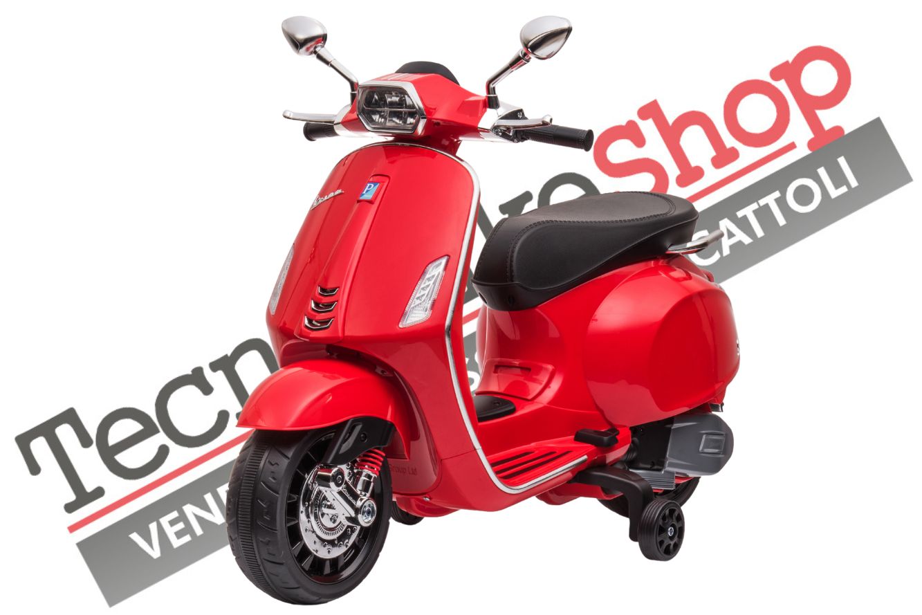 foto del prodotto moto scooter eelettrico per bambini piaggio vespa sprint 12v rosso