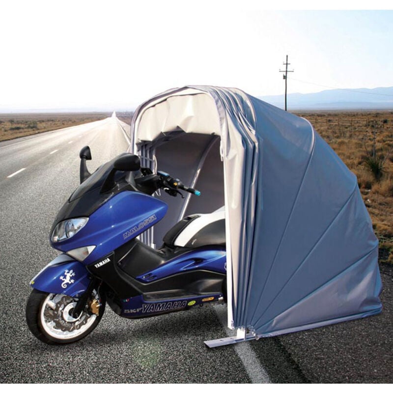foto del prodotto motobox a chiocciola copertura box in pvc 280x130xh140 cm per moto scooter grigio