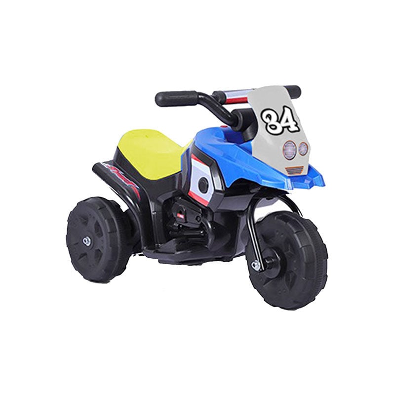 foto del prodotto motocicletta elettrica racing blu per bambino con