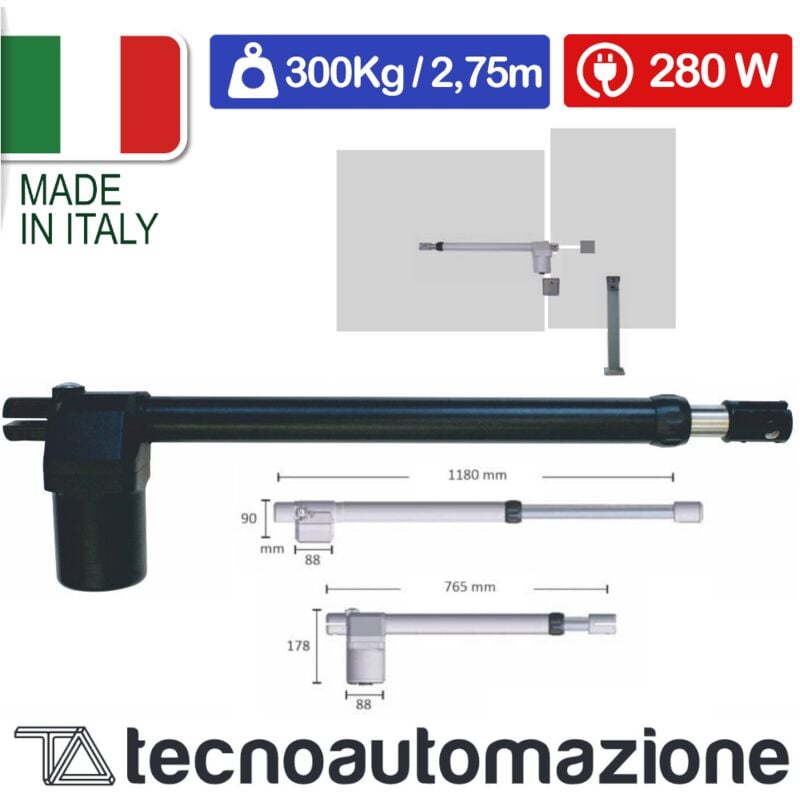 foto del prodotto motore elettromeccanico t3 400 per cancelli a battente, 230vac, max 300kg 2,75mt tecno automazione mddq4bt msdq4bt destro