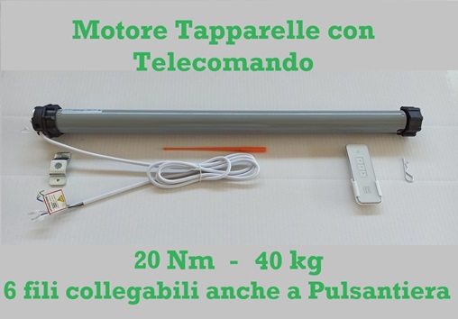 foto del prodotto motore radiocomandato per tapparelle con telecomando 40 kg 20 nm