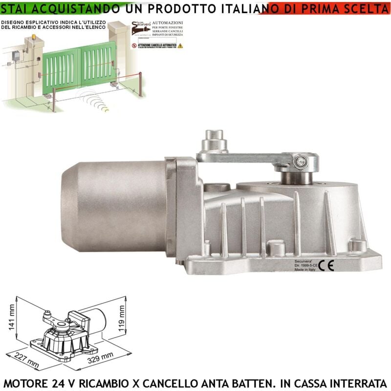 foto del prodotto motore ricambio 24 vdc tipo under pressofuso in alluminio ingranaggi in metallo per cassa interrata con sblocco a chiave del concello automatico ad