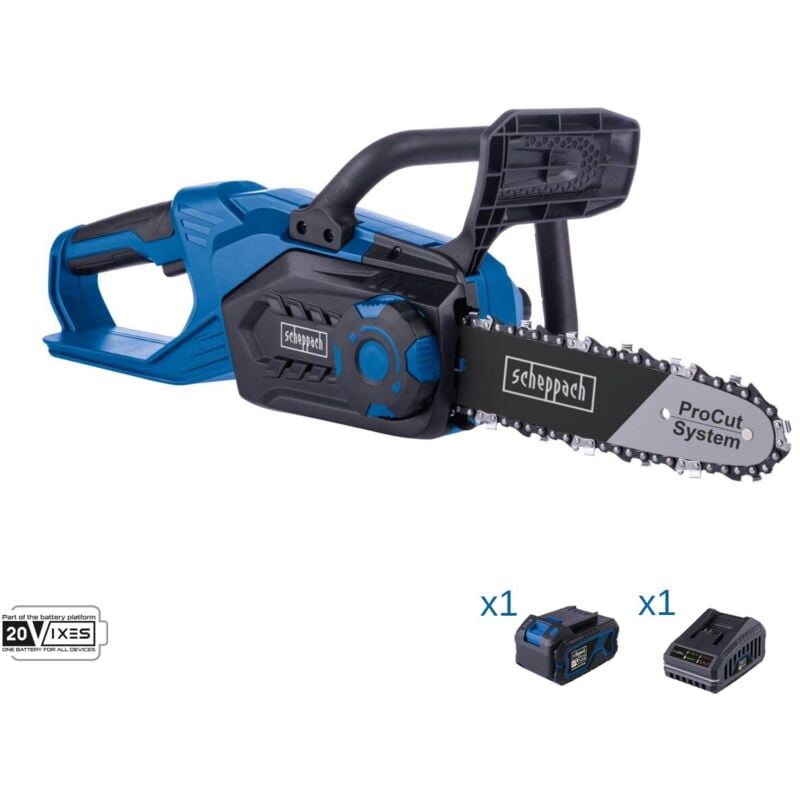 foto del prodotto motosega 20v 1 batteria 4.0 ah e caricabatteria ixes scheppach c cs254 x