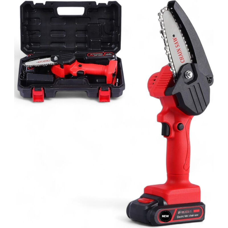 foto del prodotto motosega sega da pota a batteria con motore brushless barra 10 cm 2 batterie 21v 4 ah