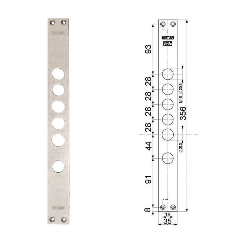 foto del prodotto mottura contropiastre per serrature porte blindate 94275 interasse mm.28, mm.35x356x3 942750028 