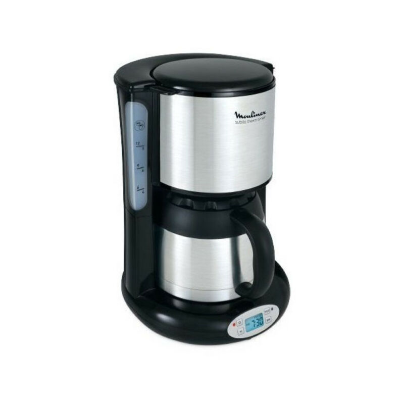 foto del prodotto moulinex caffettiera termica programmabile 12 tazze 800w nero acciaio inox ft362811