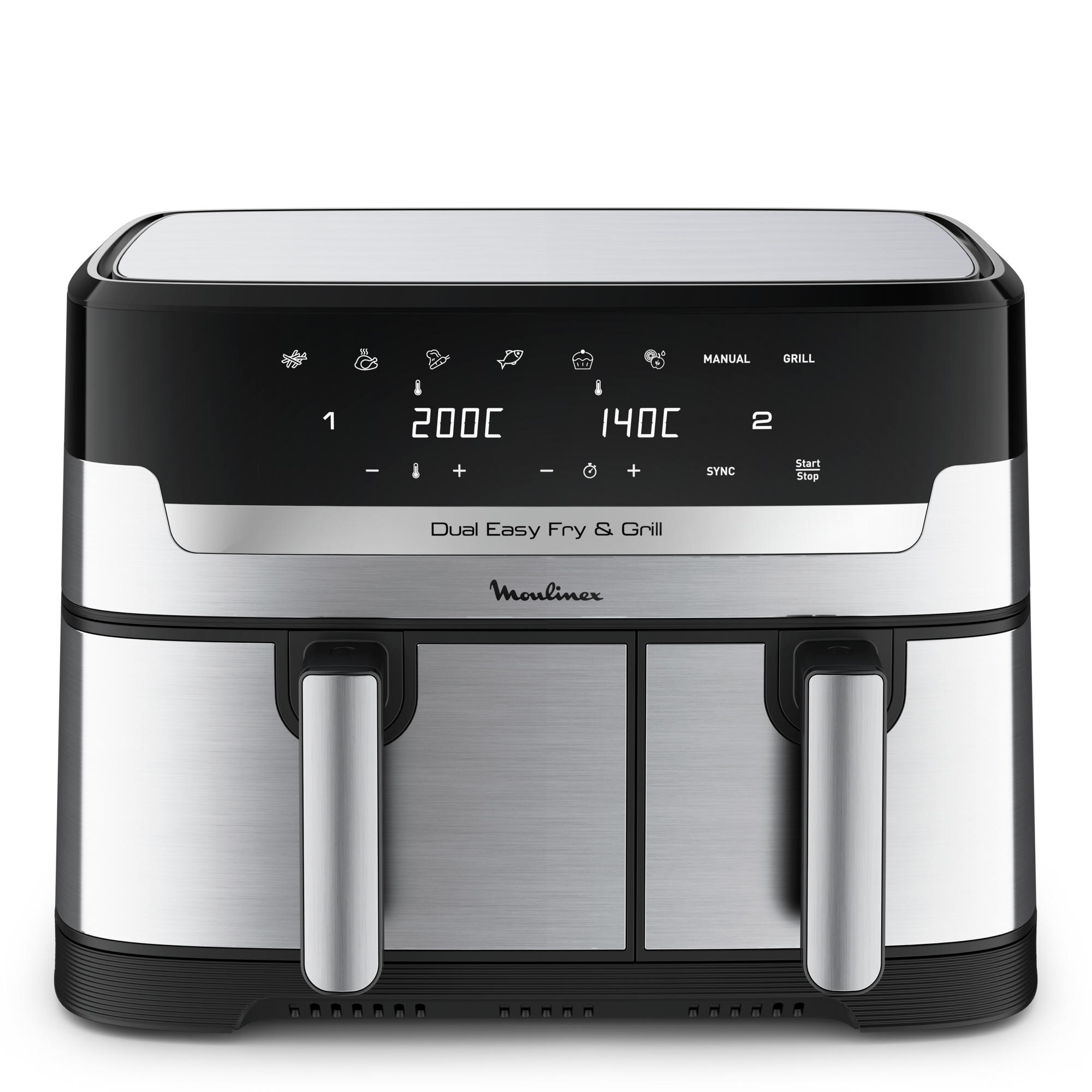 foto del prodotto moulinex dual easy fry ez905d20 friggitrice doppia 8,3 l indipendente 2450 w friggitrice ad aria calda nero, acciaio inox