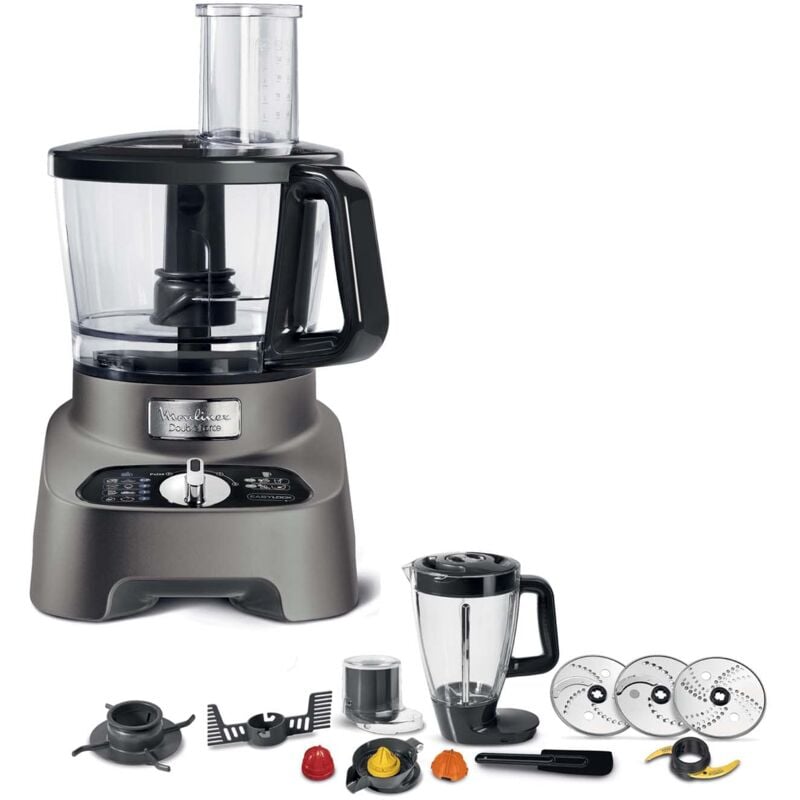 foto del prodotto moulinex fp825e double force robot da cucina multifunzione all in one, 3l, 1000w, 6 velocit , 10 accessori,31 funzioni, frullatore e tritatutto per