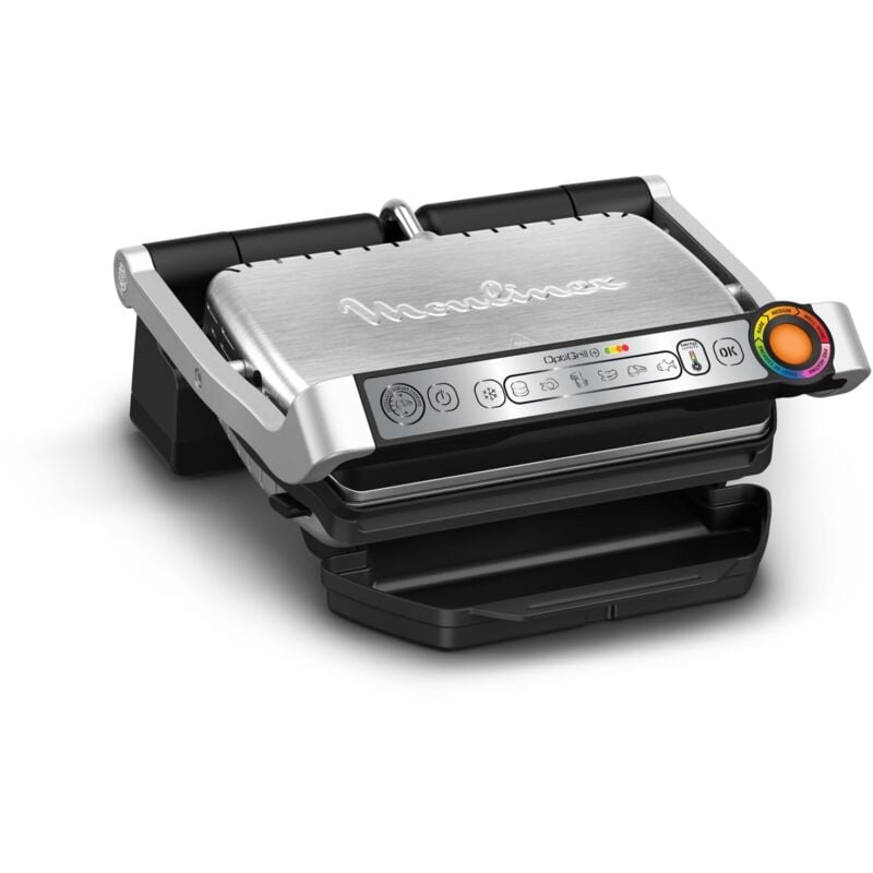 foto del prodotto moulinex optigrill , griglia elettrica da interno ideale per cucinare carne, pesce e verdure, indicatore di cottura e 6 programmi automatici,