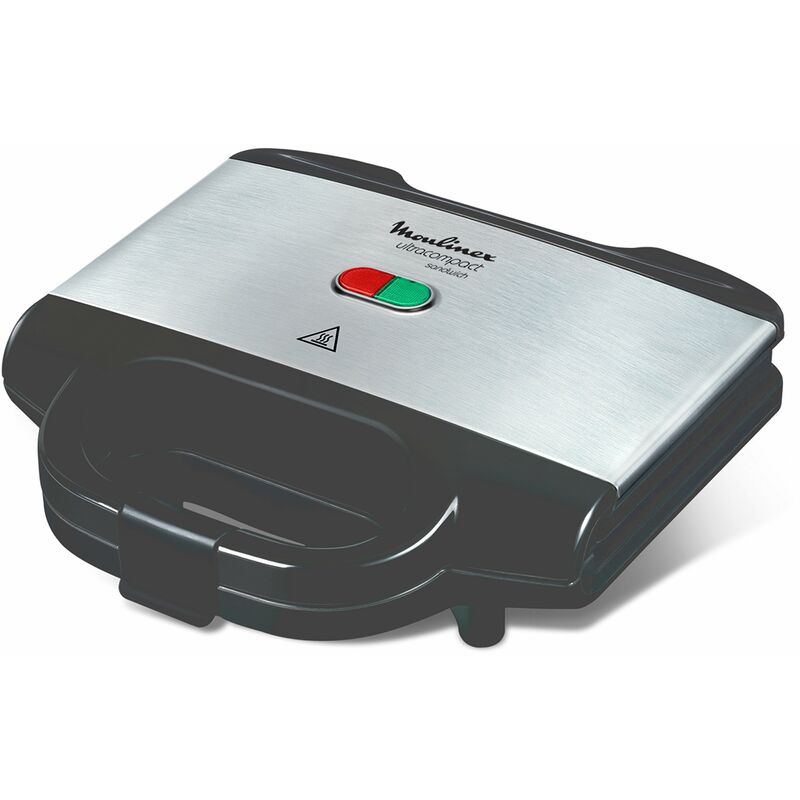 foto del prodotto moulinex sm156d ultracompact metal sandwich maker, piastre con rivestimento antiaderente, 700w, 21.5x23x8.5 cm, nero