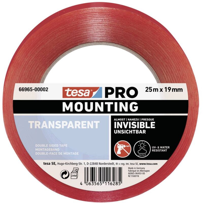 foto del prodotto mounting pro transparent 66965 00002 00 nastro per fissaggio trasparente l x l 25 m x 19 mm 1 pz. tesa