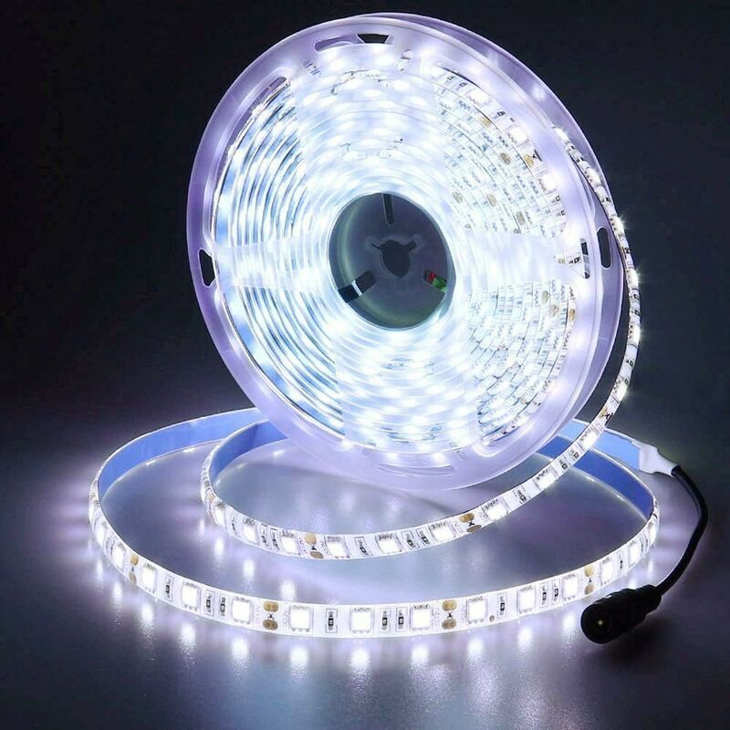 foto del prodotto mowze striscia led 12v, bianco freddo 6500k, 5 metri, flessibile, 300 led, 5050 smd, ip65, impermeabile, striscia led classe energetica a 