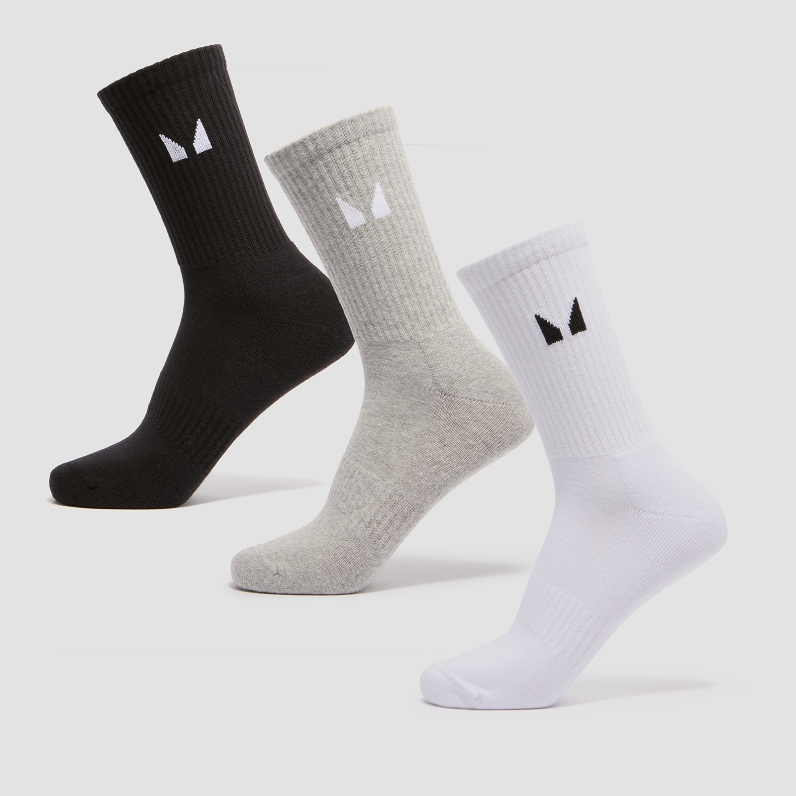 foto del prodotto mp unisex crew socks 3 pack white black grey marl uk 6 8