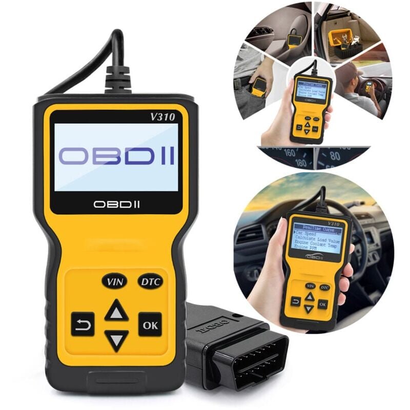 foto del prodotto mp69033 obd2 scanner universel lecteur de code d erreur de moteur, outil de diagnostic can pour tous les protocoles obd ii voitures depuis 1996, jaune