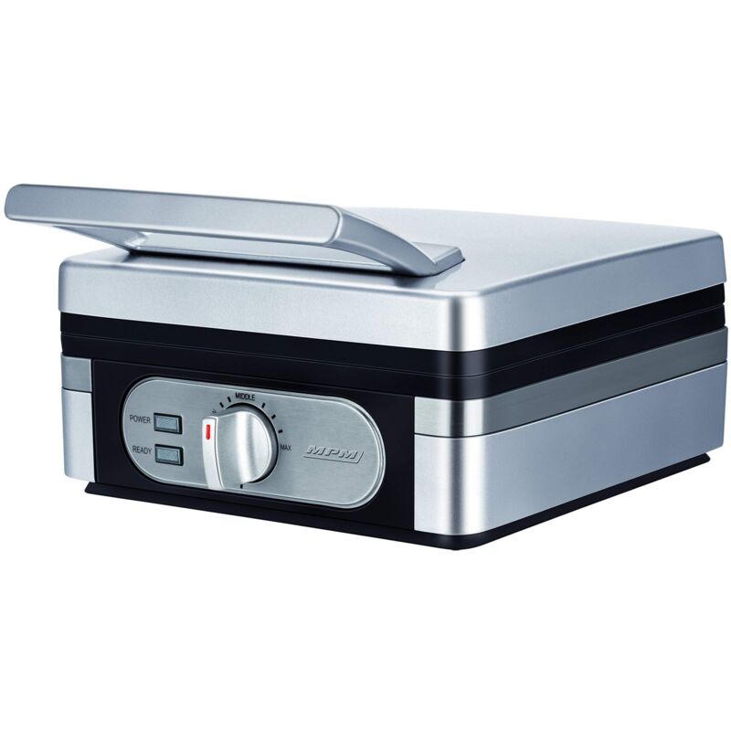 foto del prodotto mpm mgo13 macchina professionale per 2 cialde belghe spesso, waffle maker, piastre antiaderenti, regolatore di temperatura, alloggiamento in acciaio