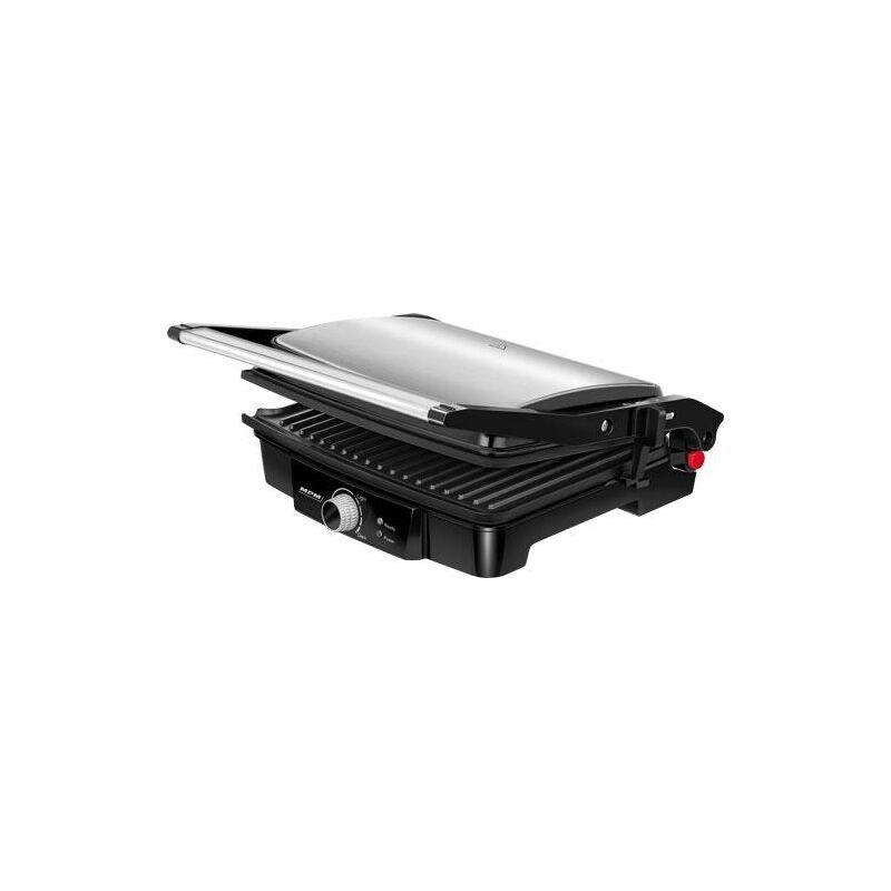 foto del prodotto mpm mgr 09m griddle grill doppio coperchio inclinabile altezza regolabile 180 c apertura, griddle antiaderente, acciaio inox, regolatore di