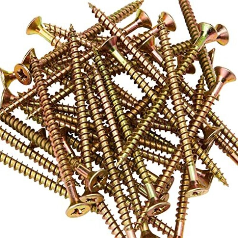 foto del prodotto mps575y vite multiuso compatibile pozi csk st zyp 5,0 x 75 mm, confezione da 100, giallo, 5.0 x 75mm, set di 100 pezzi forgefix