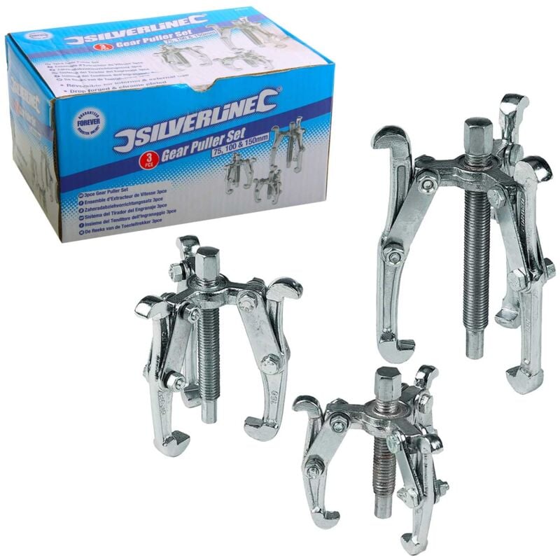 foto del prodotto ms23 set di estrattori ingranaggi, 3 pezzi, 75 100 150 mm silverline
