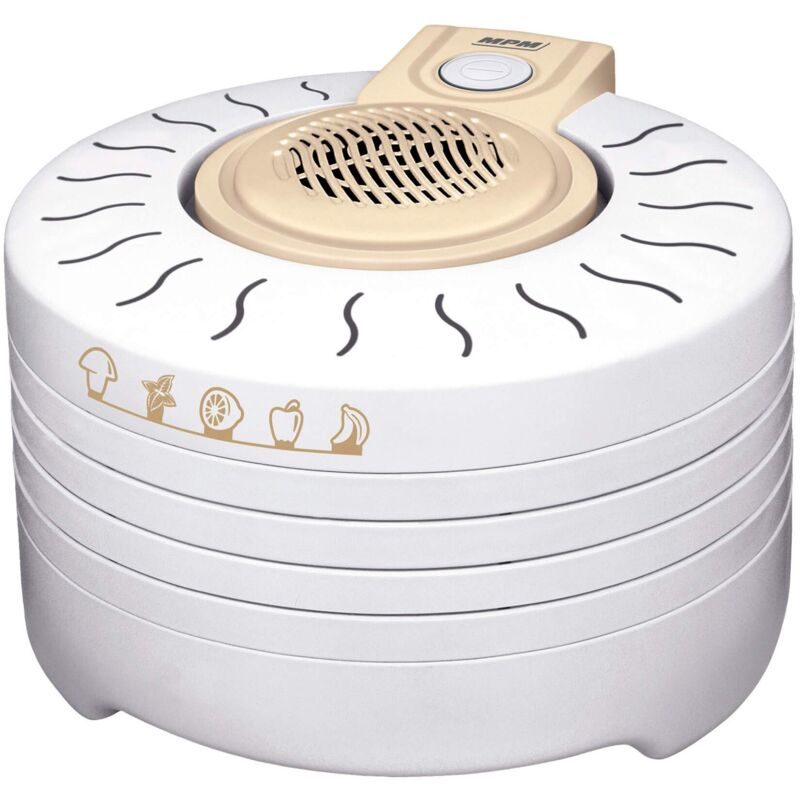 foto del prodotto msg 03 essiccatore alimentare, 4 vassoi senza bpa di 28 cm, disidratatore elettrico per alimenti, frutta, funghi e verdura, 250w, bianco, 0 decibel,