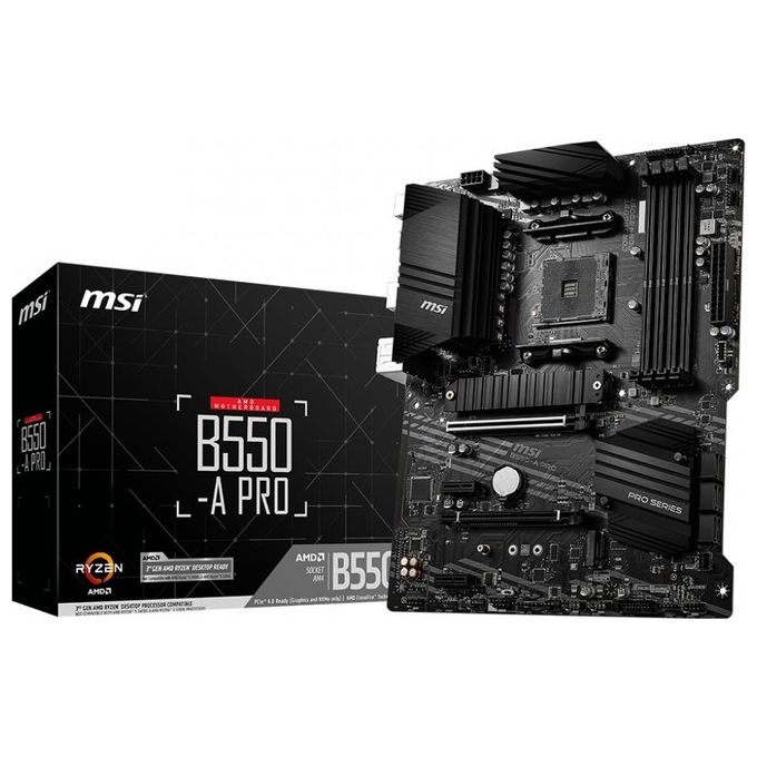 foto del prodotto msi b550 a pro scheda madre atx am4 ddr4, usb 3.2 gen2, 2xm.2, hdmi, displayport, nero