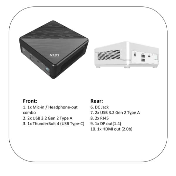 foto del prodotto msi cubi 5 12m 088xit intel core i5 i5 1235u 8 gb ddr4 sdram 512 gb ssd mini pc nero