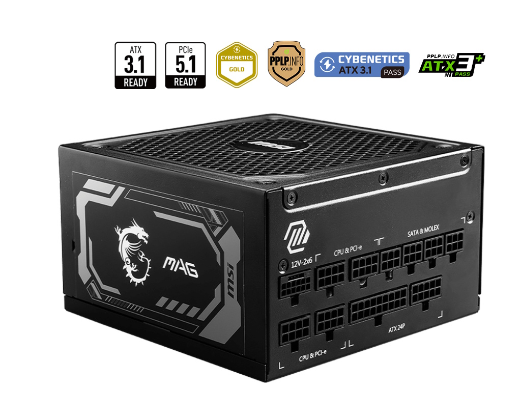 foto del prodotto msi mag a1000gl pcie5 alimentatore per computer 1000 w 24 pin atx atx nero