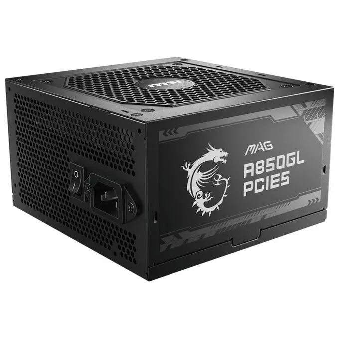 foto del prodotto msi mag a850gl pcie5 alimentatore, 850w 80 plus gold, completamente modulare, atx 3.0, supporta gpu pcie 5.0, ventola fdb 120mm, llc full-bridge, cavi neri piatti - garanzia 7 anni