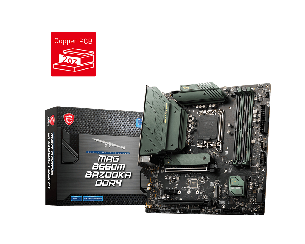 foto del prodotto msi mag b660m bazooka ddr4 scheda madre intel b660 lga 1700 micro atx