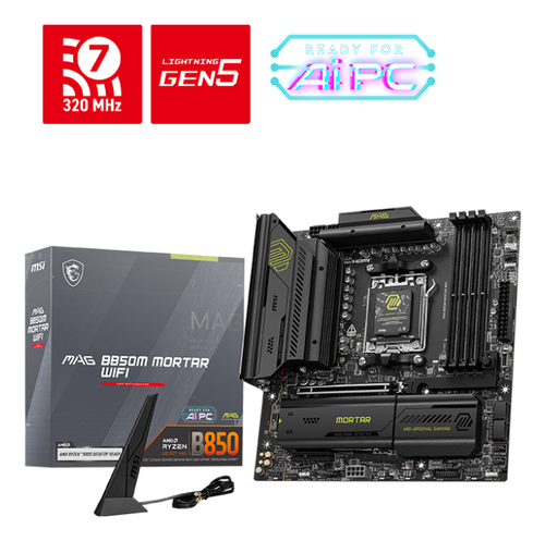 foto del prodotto msi mb amd b850m mortar wifi am5,ddr5,qualcomm ncm865