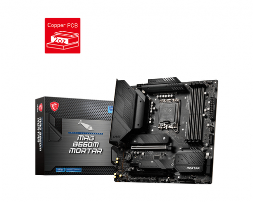 foto del prodotto msi mb b660, mag b660m mortar, lga 1700, 4ddr5, 2pci ex16, 1pci ex1, 2m2, 6sata3