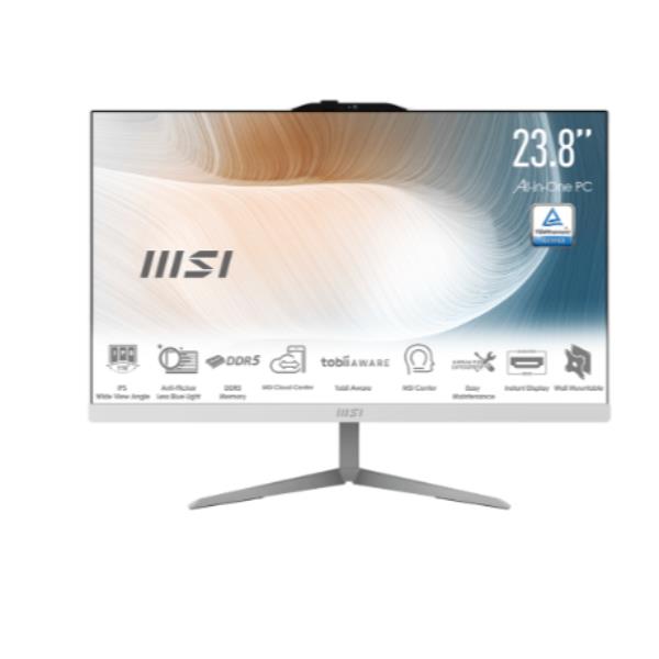foto del prodotto msi modern am242 1m 1243it intel core 3 100u 60,5 cm 23.8 1920 x 1080 pixel pc all in one 8 gb ddr5 sdram 256 gb ssd windows 11 pro wi fi 6e 802.11ax bianco