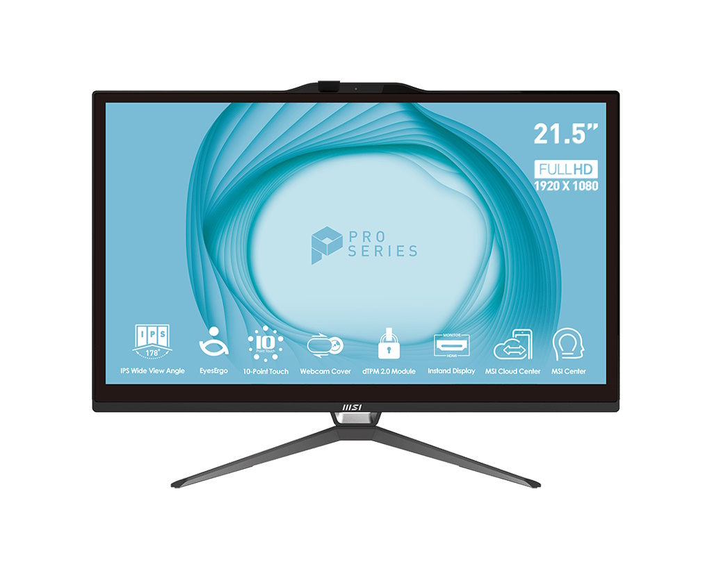 foto del prodotto msi pc aio 21,5 touch black intel pentium g7400 8gb 256gb ssd freedos