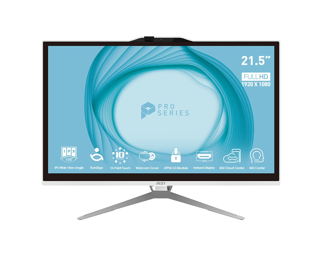 foto del prodotto msi pc aio 21,5 touch white intel pentium g7400 8gb 256gb ssd freedos