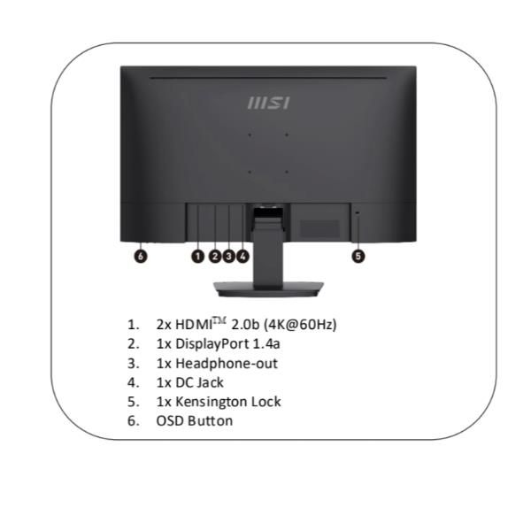 foto del prodotto msi pro mp273u monitor pc 68,6 cm 27 3840 x 2160 pixel 4k ultra hd nero - 9s6-3pb4ch-208