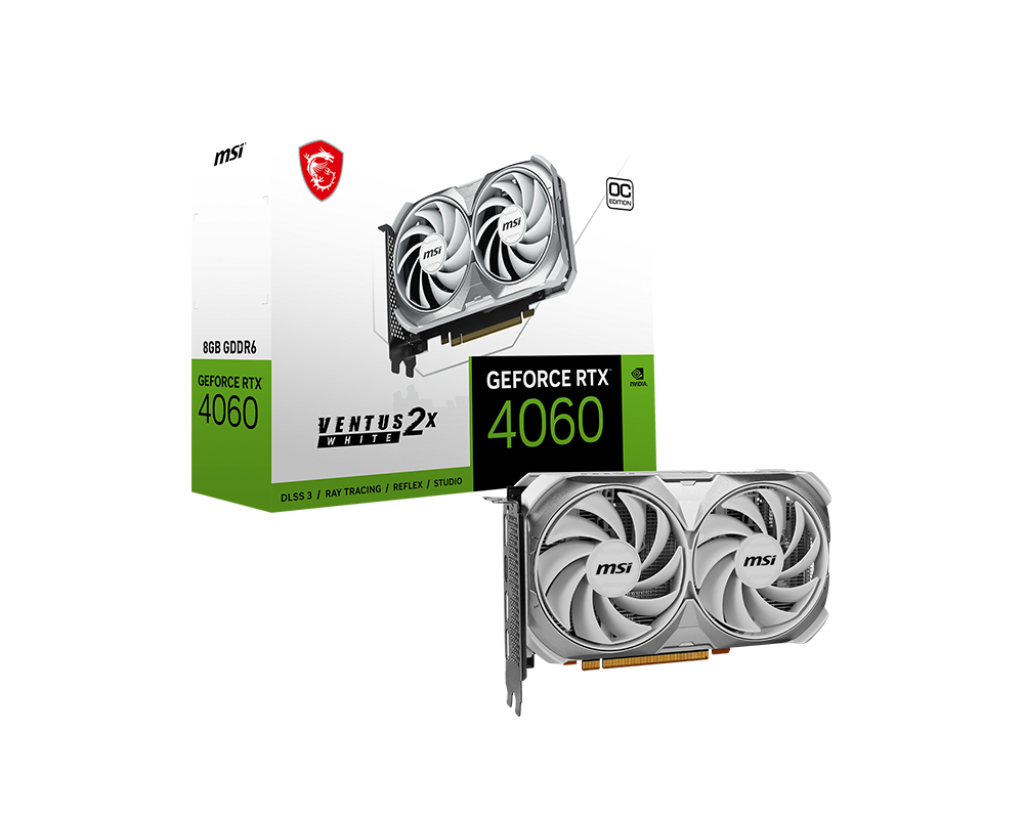 foto del prodotto msi ventus geforce rtx 4060 2x white 8g oc nvidia 8 gb gddr6