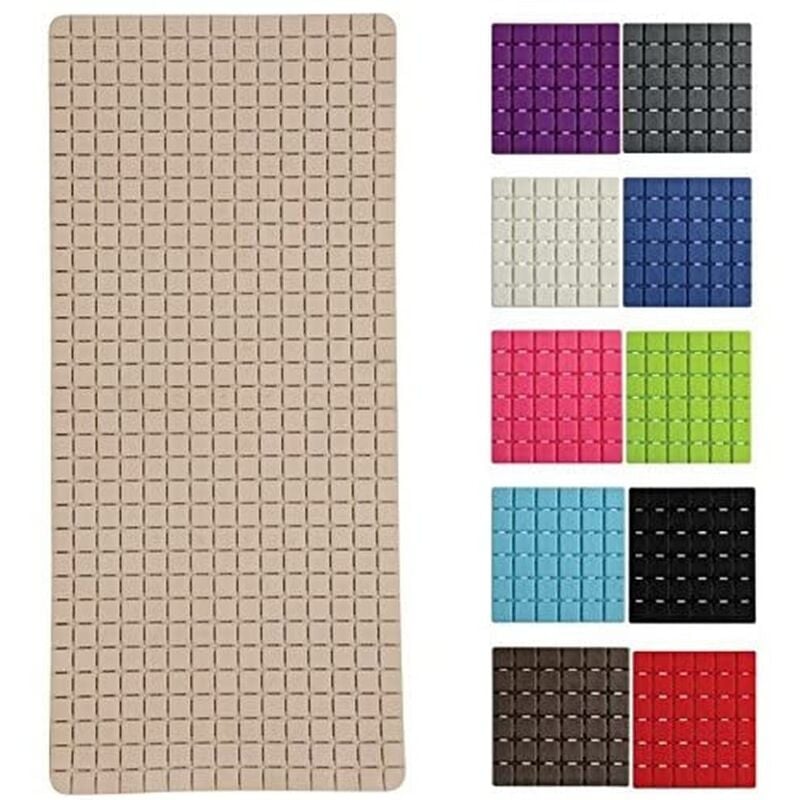 foto del prodotto msv tappetino da bagno antiscivolo in gomma quadro 36x76 cm beige