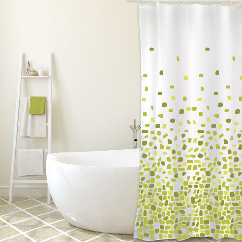 foto del prodotto msv tenda da doccia in poliestere brest 180x200 cm, qualit premium, verde, anelli inclusi