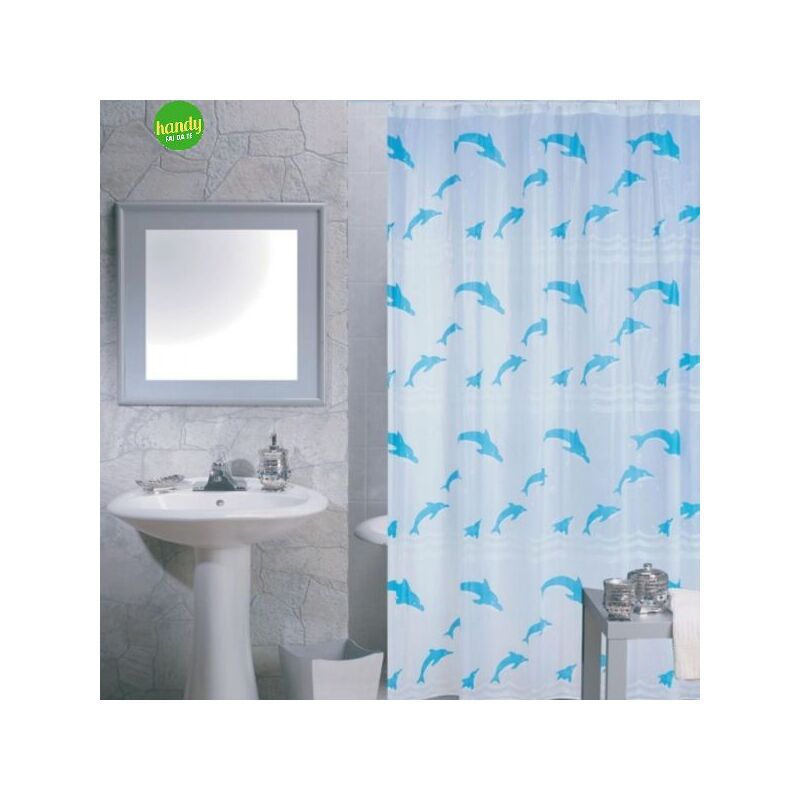 foto del prodotto msv tenda doccia spirella in pva 180 x 200 cm delfini azzurri