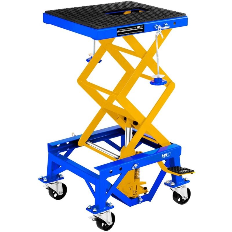 foto del prodotto msw cavalletto idraulico alzamoto piattaforma aerea in acciaio 135kg 41x35cm 4 ruote