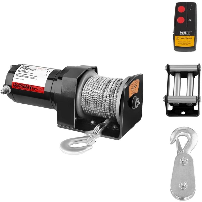foto del prodotto msw verricello elettrico fuoristrada argano offroad 12 v 907 kg 2000 lb con puleggia
